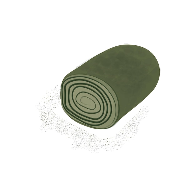 Vector logo illustration towel crepe roll cake whole matcha green tea flavor