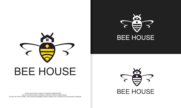 Logo illustration vector graphic of bee combined with house suitable for real estate company etc