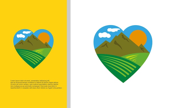 Logo illustration vector graphic of mountain farm