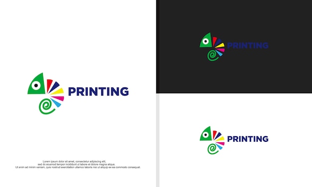벡터 인쇄 회사 등에 맞는 다채로운 카멜레온의 로고 그림 벡터 그래픽