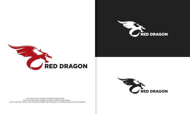 Logo illustrazione grafica vettoriale del drago rosso