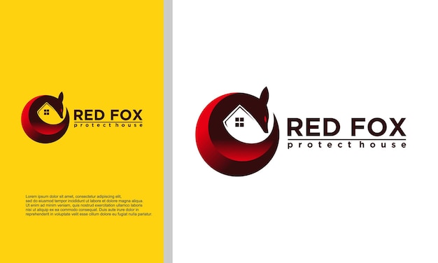 Logo illustration vector graphic of red fox combined with house fit for real estate company etc