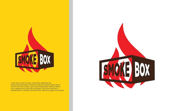 Logo illustration vector graphic of smoke beef box