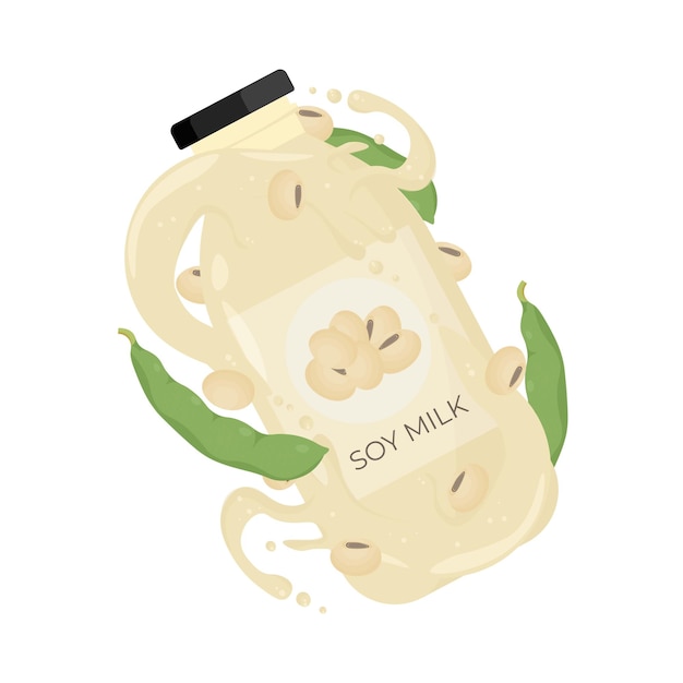 Vector logo illustration vector levitation of soy milk in a bottle