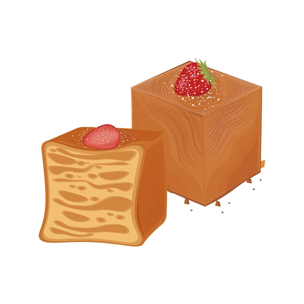 Logo Illustration of a whole and split cube croissant