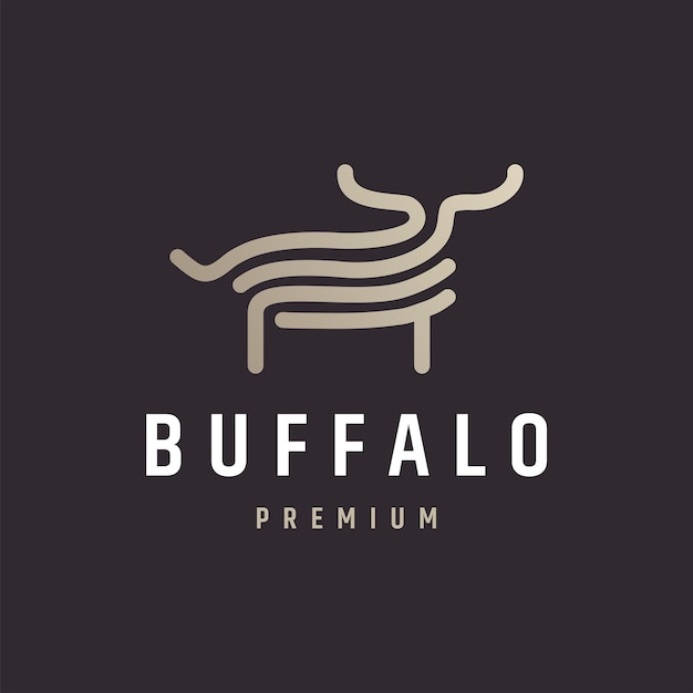 Logo Illustration Wild Buffalo Line Art Style