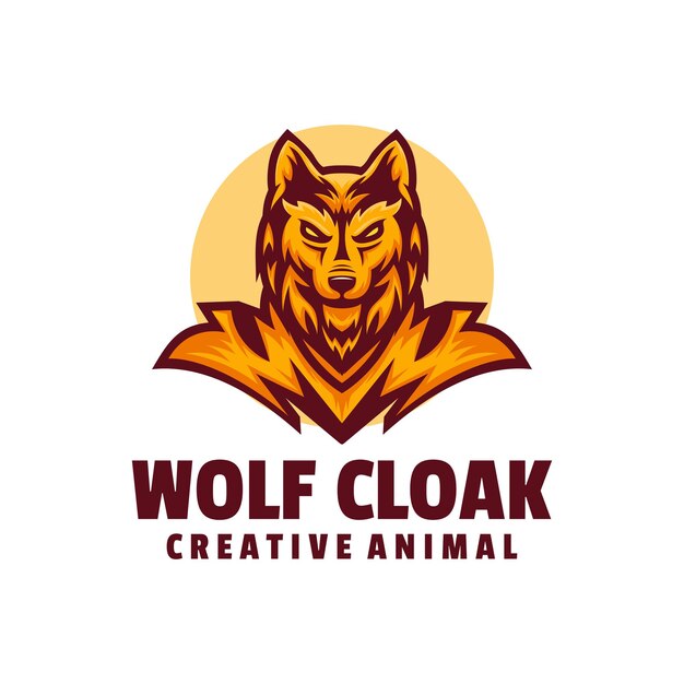   Logo Illustration Wolf Cloak Mascot Cartoon Style.