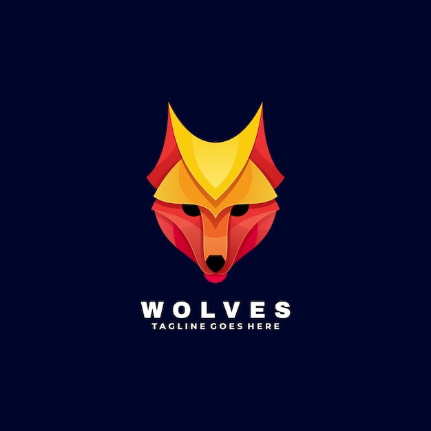  Logo Illustration Wolves Gradient Colorful Style.