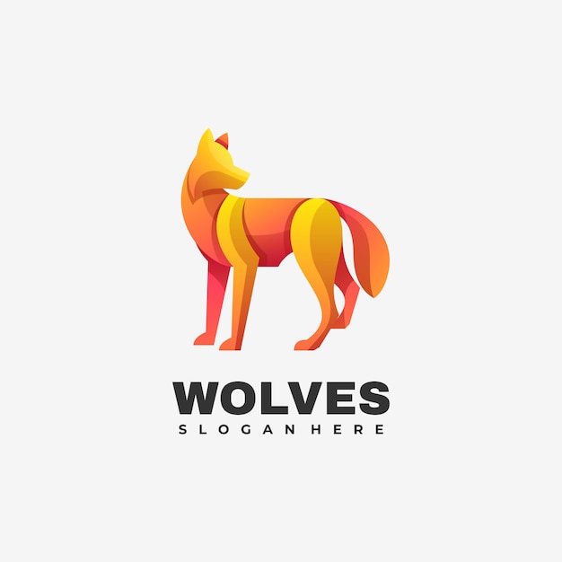 Logo illustration wolves gradient colorful style.