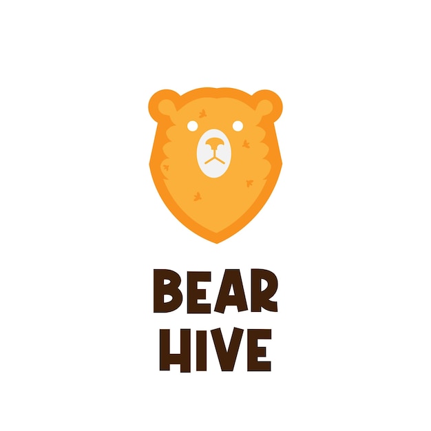 Logo Illustration of a Yellow Bear's Head That Forms a Beehive