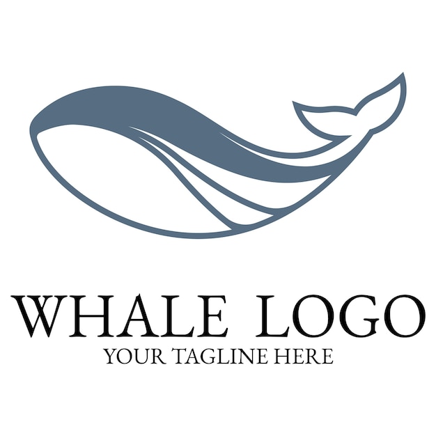 Vettore il logo è un'illustrazione di una balena nell'oceano.