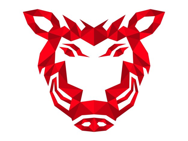Vettore immagine del logo di stile maiale poligonale