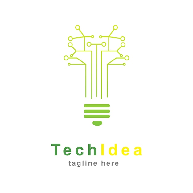 情報技術のロゴ 回路基板を備えた電球の形をしたロゴのコンセプト