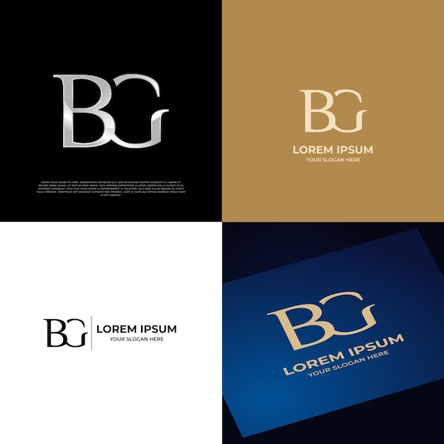 Логотип Инициал BG Буквы Типография Современная
