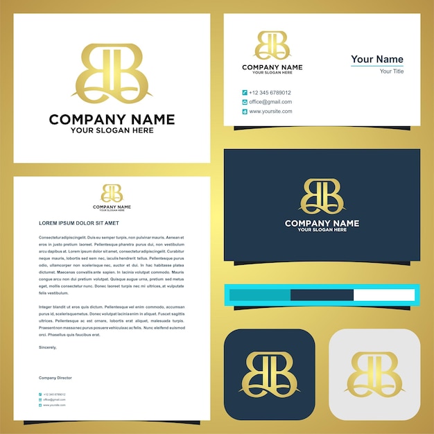 logo initial letter B  in business card premium vector