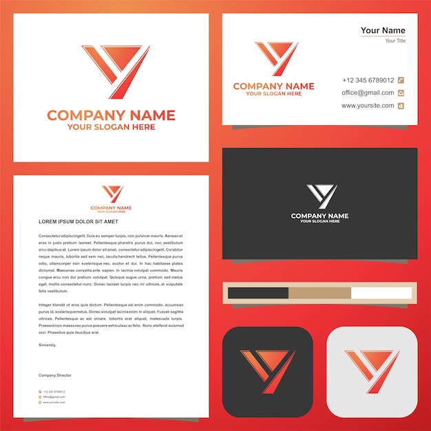 Vector logo initial letter y   in business card premium vector premium logo