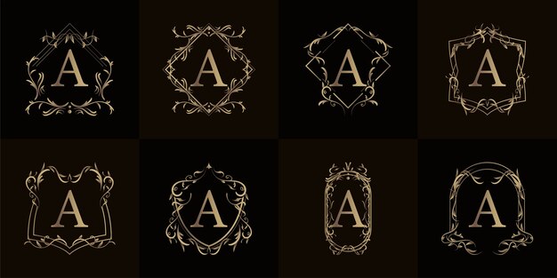 Logo initial A with luxury ornament or flower frame