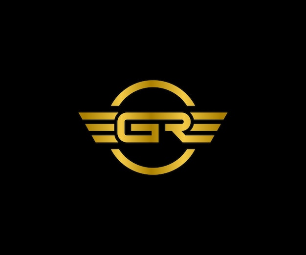 Vector logo initials gr wing