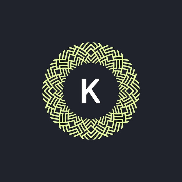 Vettore logo iniziali lettera k logo emblema cerchio elegante e organico.