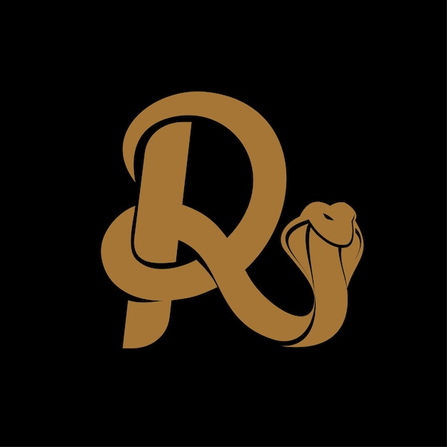 Iniziali del logo r a forma di serpente cobra reale