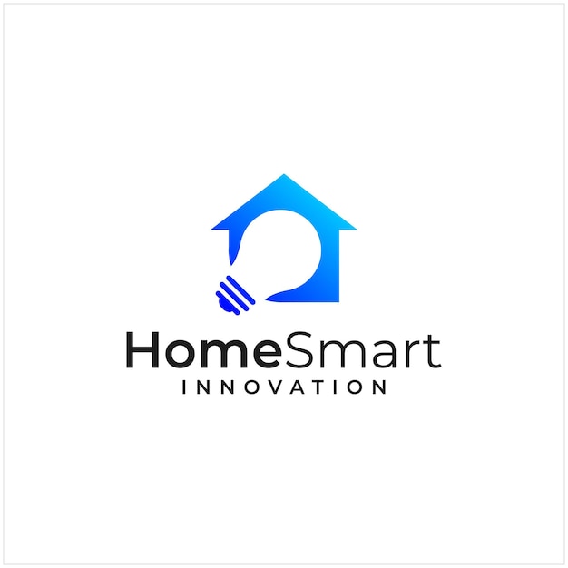 Logo inspiration that combines the shape of a house and lamp, smart, logo innovation.