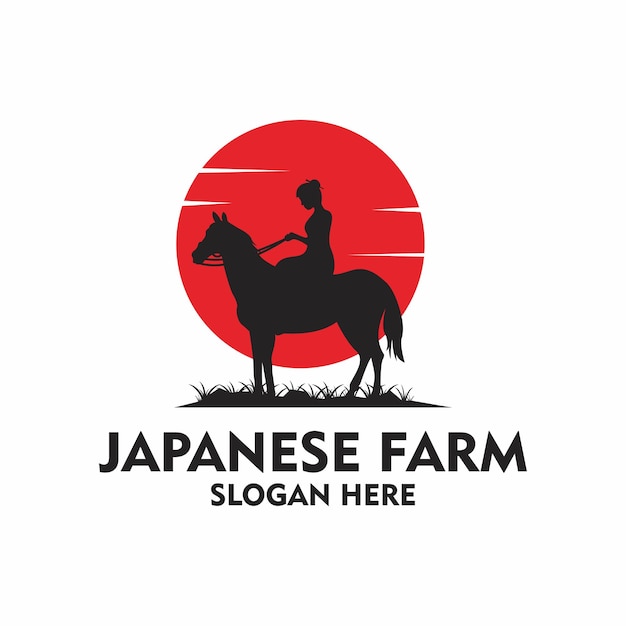 Logo of a japanese woman riding a horse