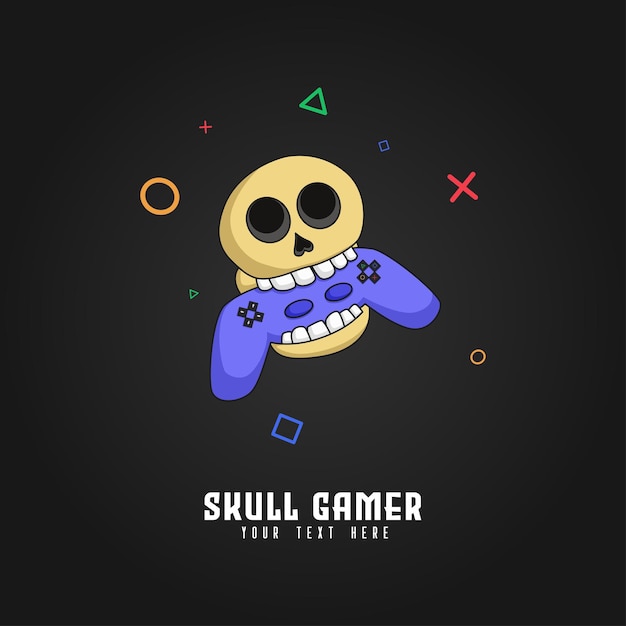 Vector logo joystick gamer skull vector illustration