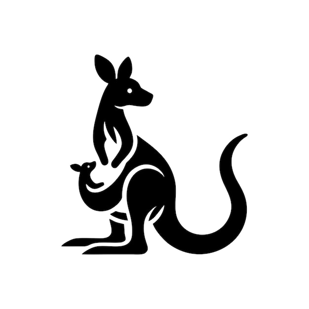 logo of a kangaroo carrying its child black and white kangaroo vector logo