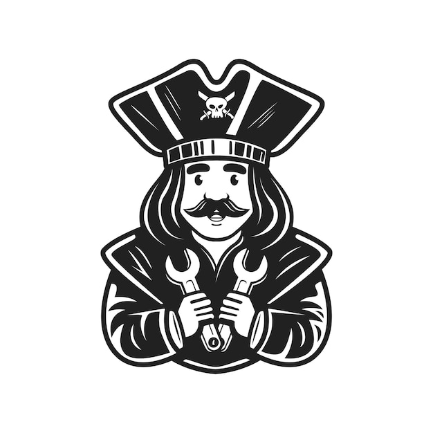 logo karakter piraat met moersleutel