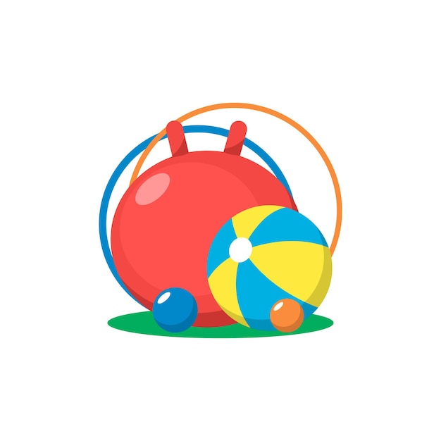 A logo for kids movement with a red ball and a red ball.