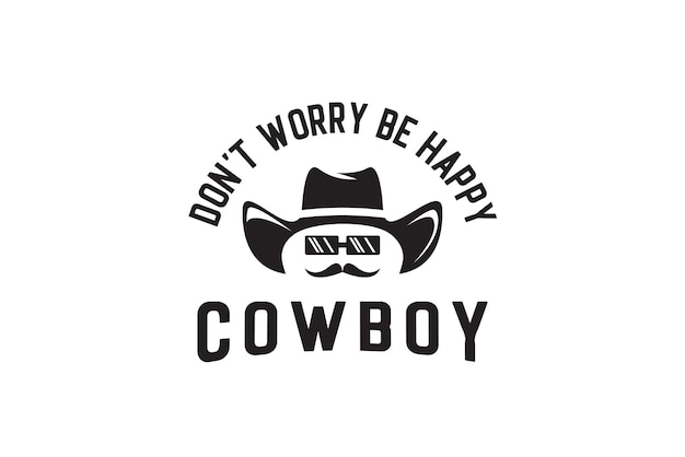 Logo klassiek Cowboy silhouet met bril en snor cool