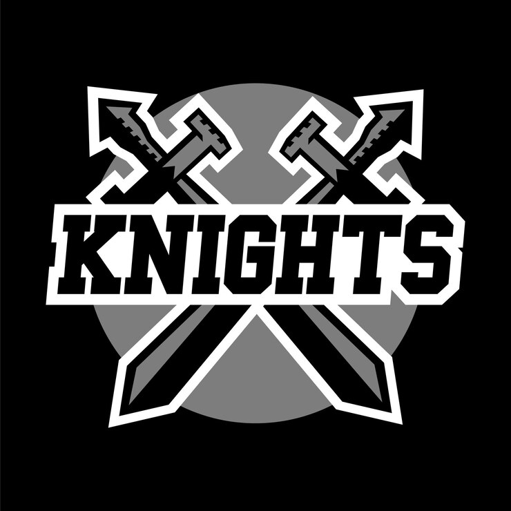 Vector logo knights swords cross black and white color sticker vector illustration flat style