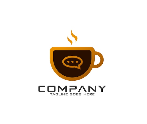 Logo koffiekopje chat vector creatief ontwerp café idee koffie chat logo ontwerp