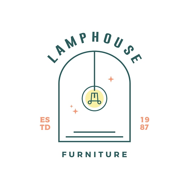 Un logo per un'illustrazione di vettore di progettazione di logo dell'azienda della mobilia del lamphouse