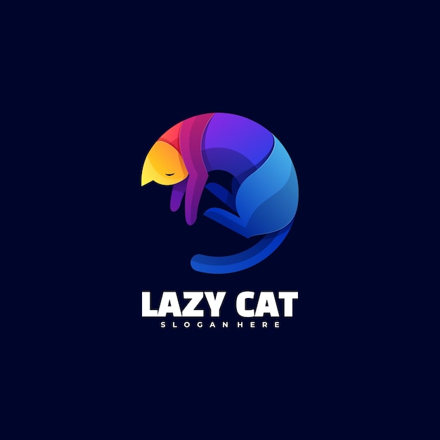 Logo lazy cat gradient colorful style