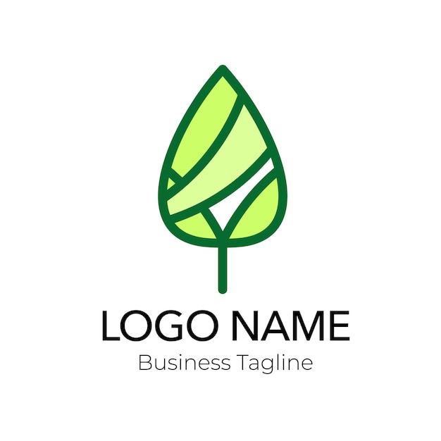 logo leaf green company brand set