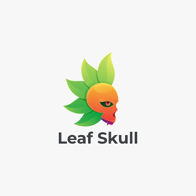 Logo for a leaf skull with a leaf head