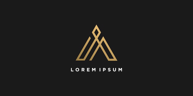 Logo letter A met gouden lijn kunststijl unieke premium vector