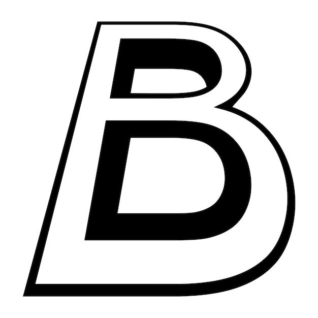 Vector logo letter b hoog slank lettertype letter b perspectiefhoogte