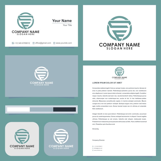 logo letter ce and business card