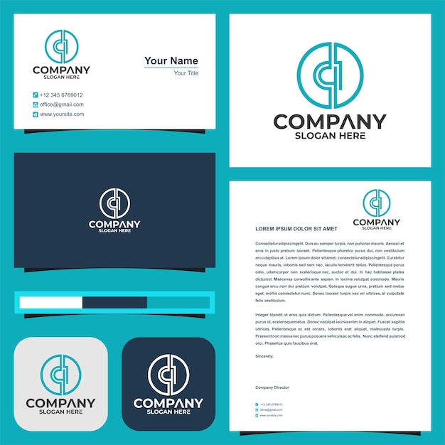 Vector logo letter ci and business card