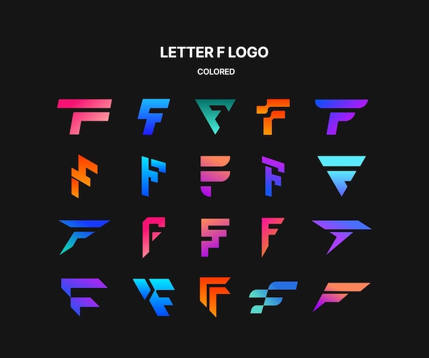 Vector logo letter f colored