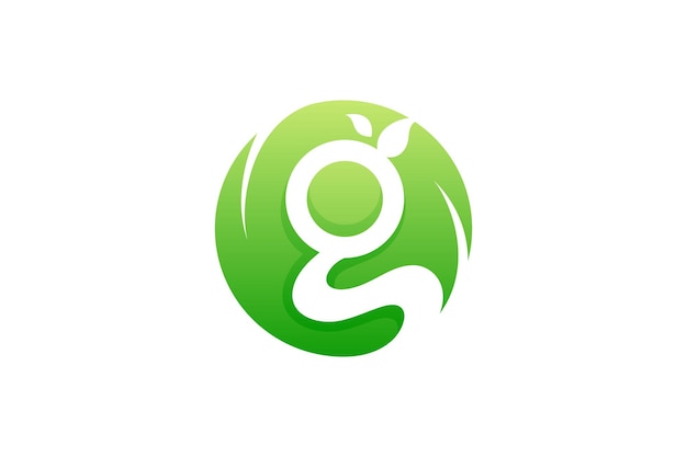 Vector logo letter g en natuurlijke bladgroene kleur