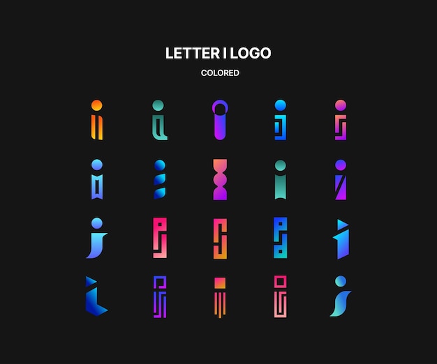Vector logo letter i colored