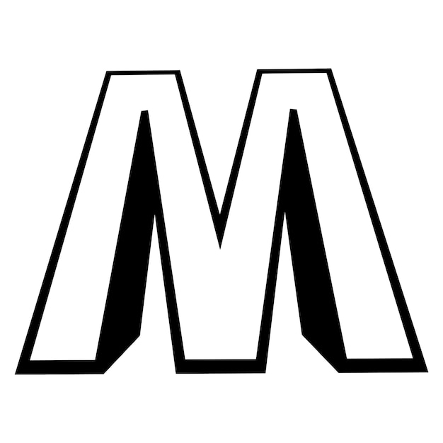 Logo letter m lang slank lettertype letter m perspectief hoogte