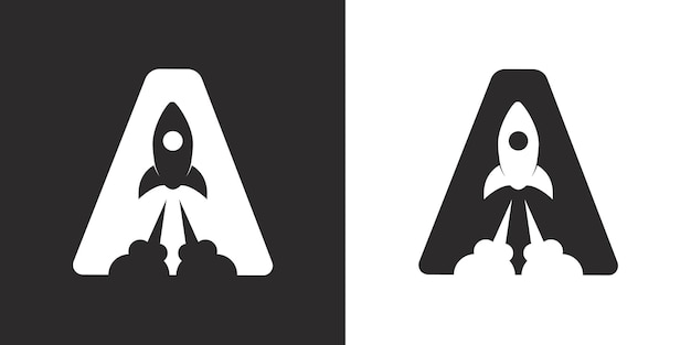 Vector logo letter a and rocket