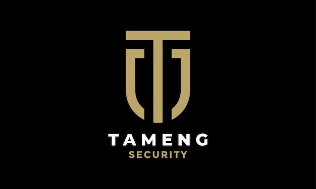 Logo letter t shield elegant concept