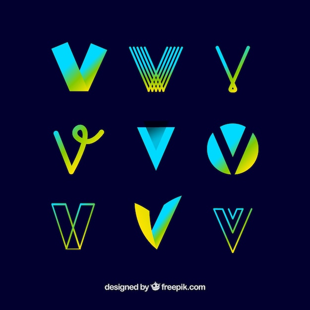 Vector logo letter v template collection