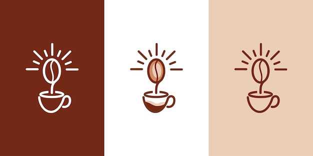 Logo light caffè, tazza di caffè, identità aziendale, illustrazione, vettore