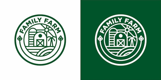Logo line art famili farm